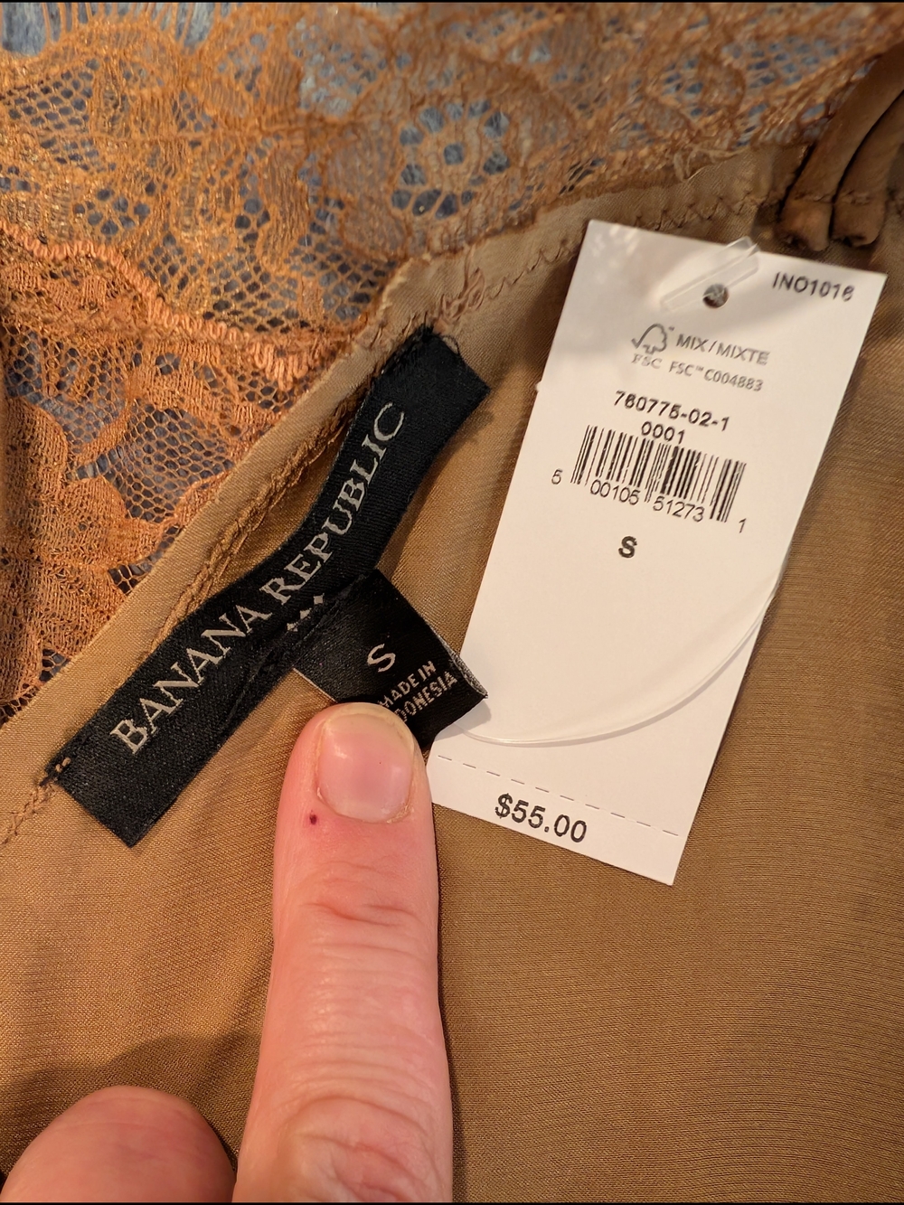 NWT Banana Republic Brown Lace-Trim Silk Cami - Picture 2 of 7